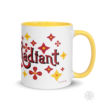 ’Radiant’ With Stars And Flowers - Mug Yellow Inside 11 Oz