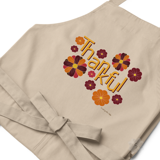 ’Thankful’ With Fall Flowers - Organic Cotton Apron