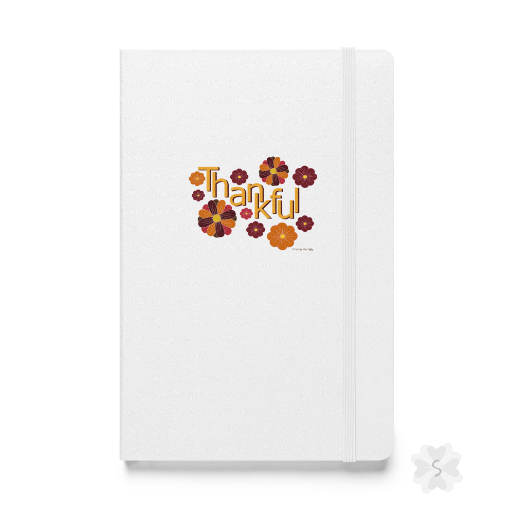 ’Thankful’ With Fall Flowers - White Hardcover Notebook Journals