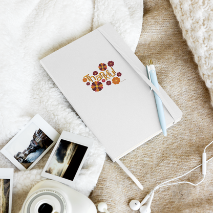 ’Thankful’ With Fall Flowers - White Hardcover Notebook Journals