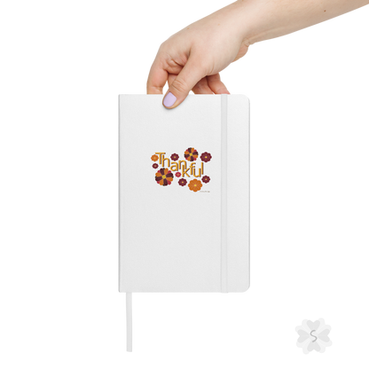 ’Thankful’ With Fall Flowers - White Hardcover Notebook Journals