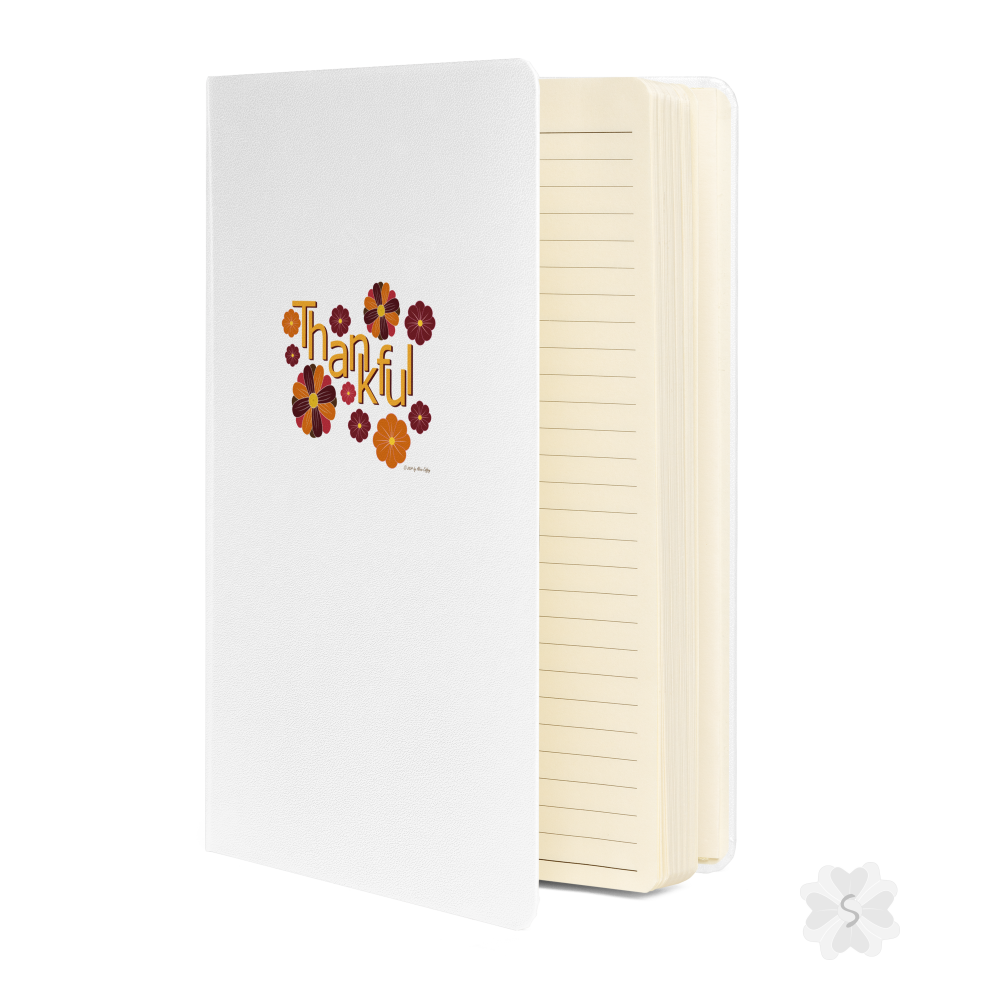 ’Thankful’ With Fall Flowers - White Hardcover Notebook Journals