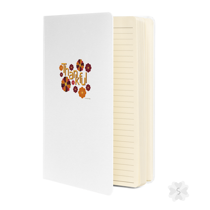 ’Thankful’ With Fall Flowers - White Hardcover Notebook Journals