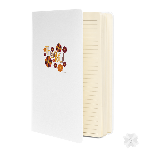 ’Thankful’ With Fall Flowers - White Hardcover Notebook Journals