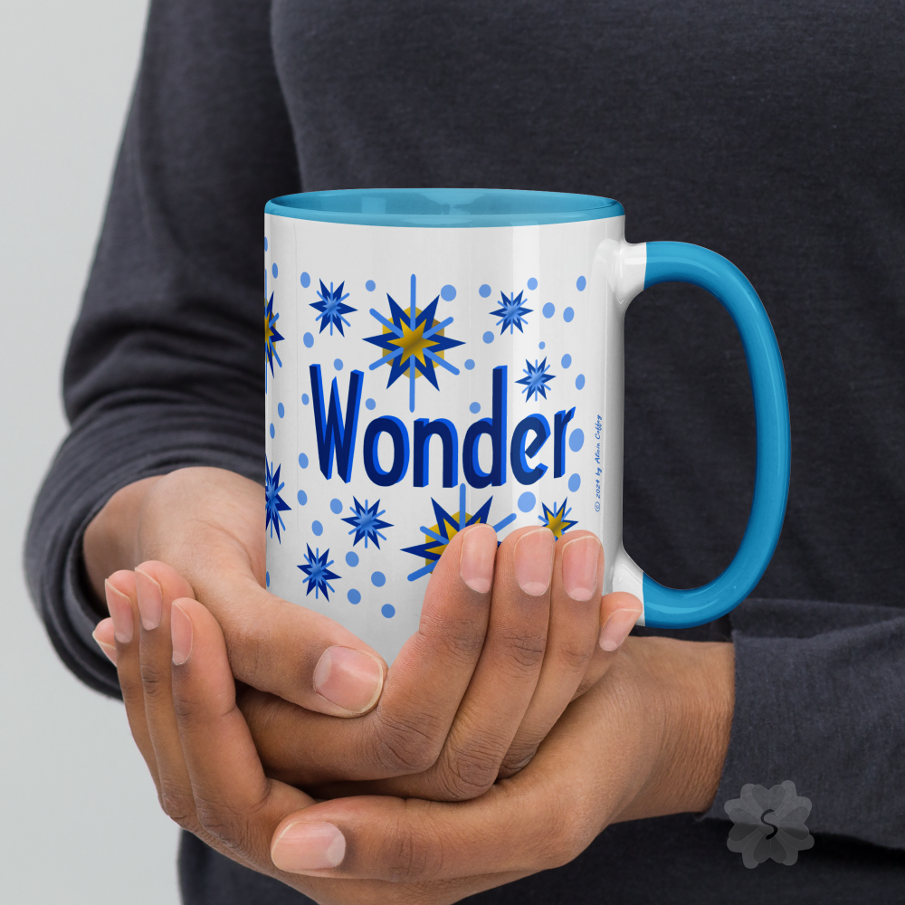 ’Wonder’ With Stars - Mug Blue Inside 15 Oz