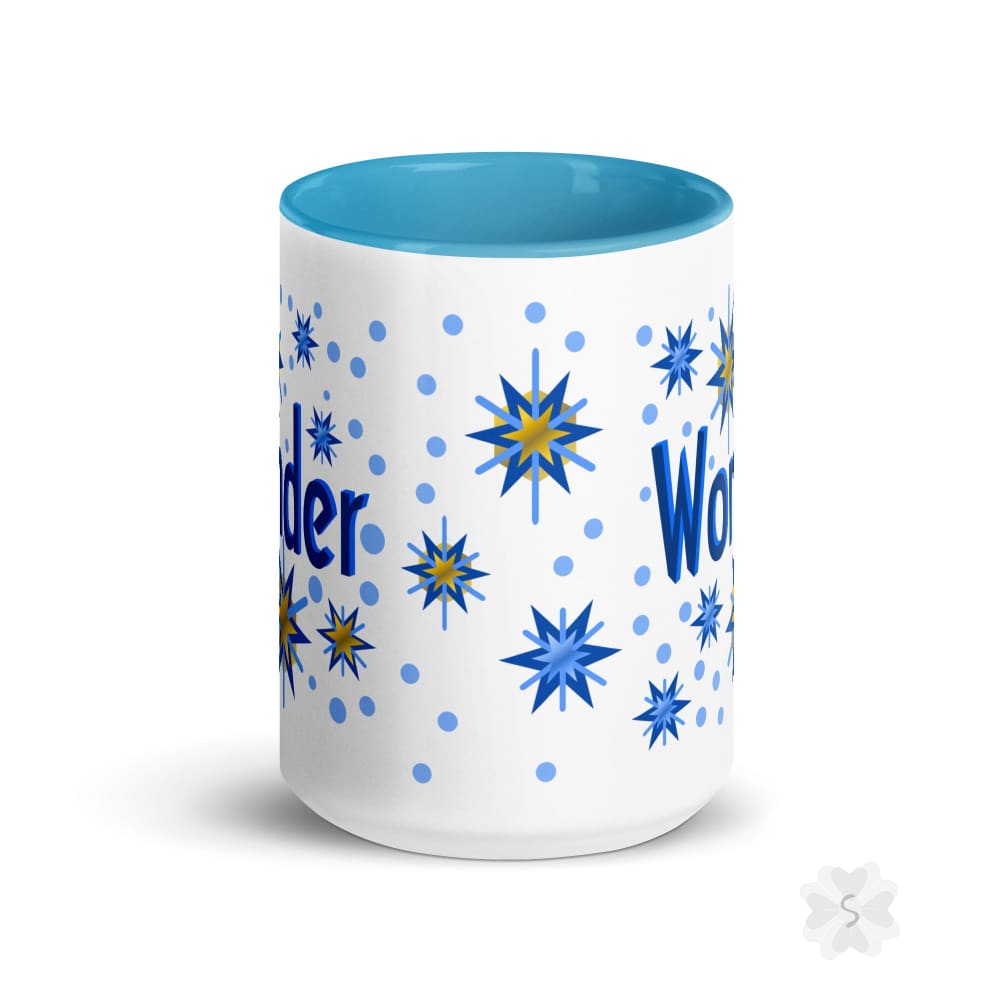 ’Wonder’ With Stars - Mug Blue Inside 15 Oz