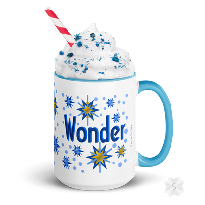 ’Wonder’ With Stars - Mug Blue Inside 15 Oz