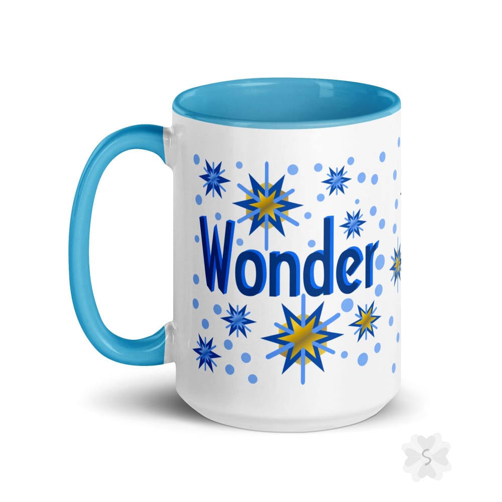 ’Wonder’ With Stars - Mug Blue Inside 15 Oz