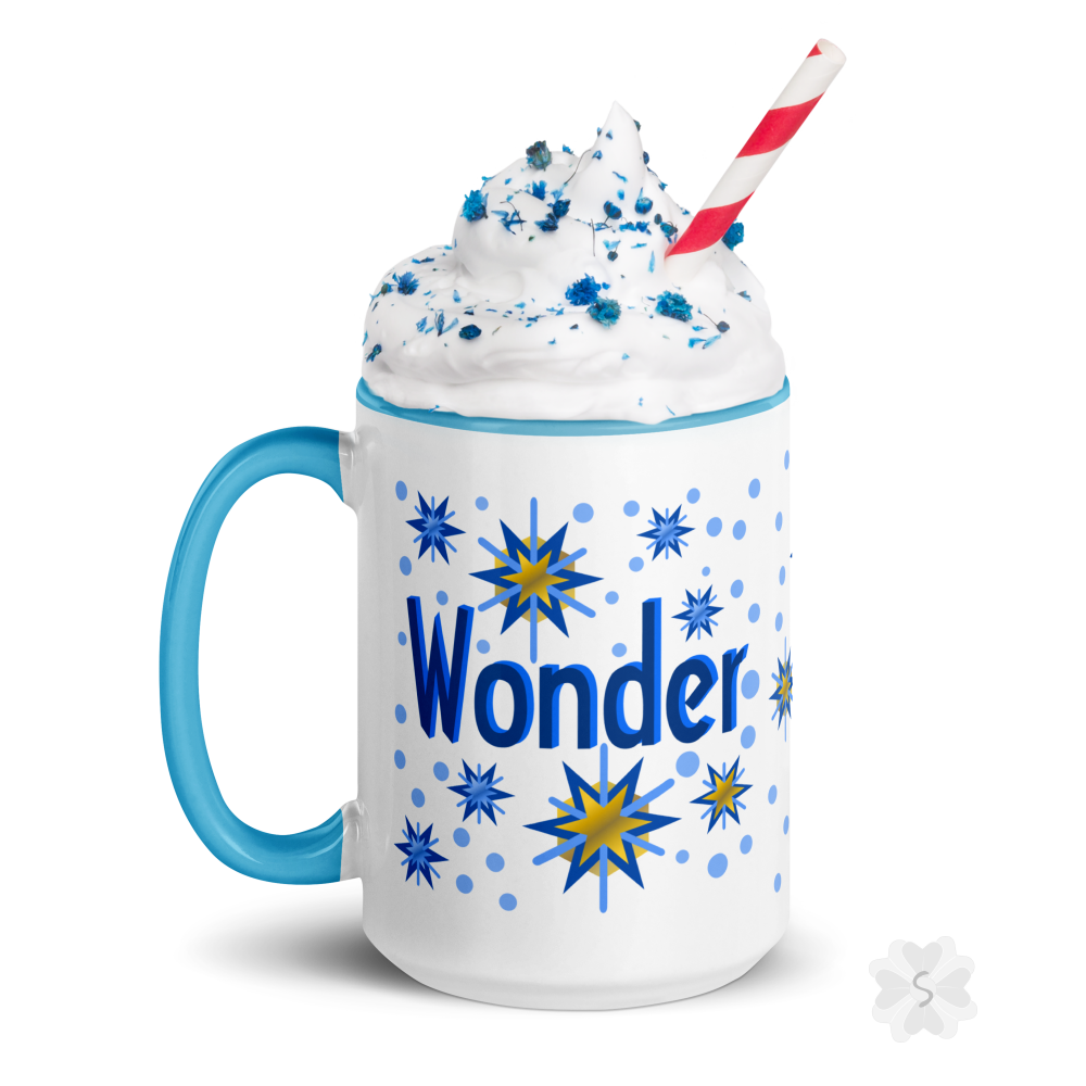 ’Wonder’ With Stars - Mug Blue Inside 15 Oz