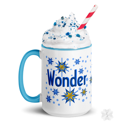 ’Wonder’ With Stars - Mug Blue Inside 15 Oz