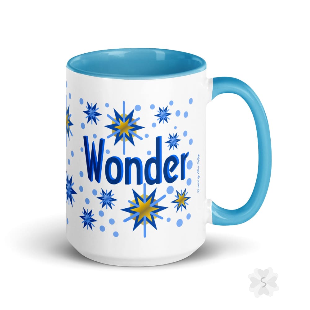 ’Wonder’ With Stars - Mug Blue Inside 15 Oz