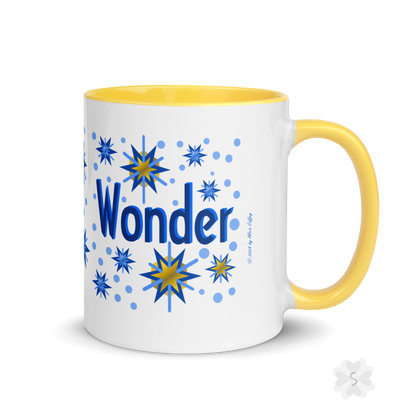 ’Wonder’ With Stars - Mug Yellow Inside 11 Oz