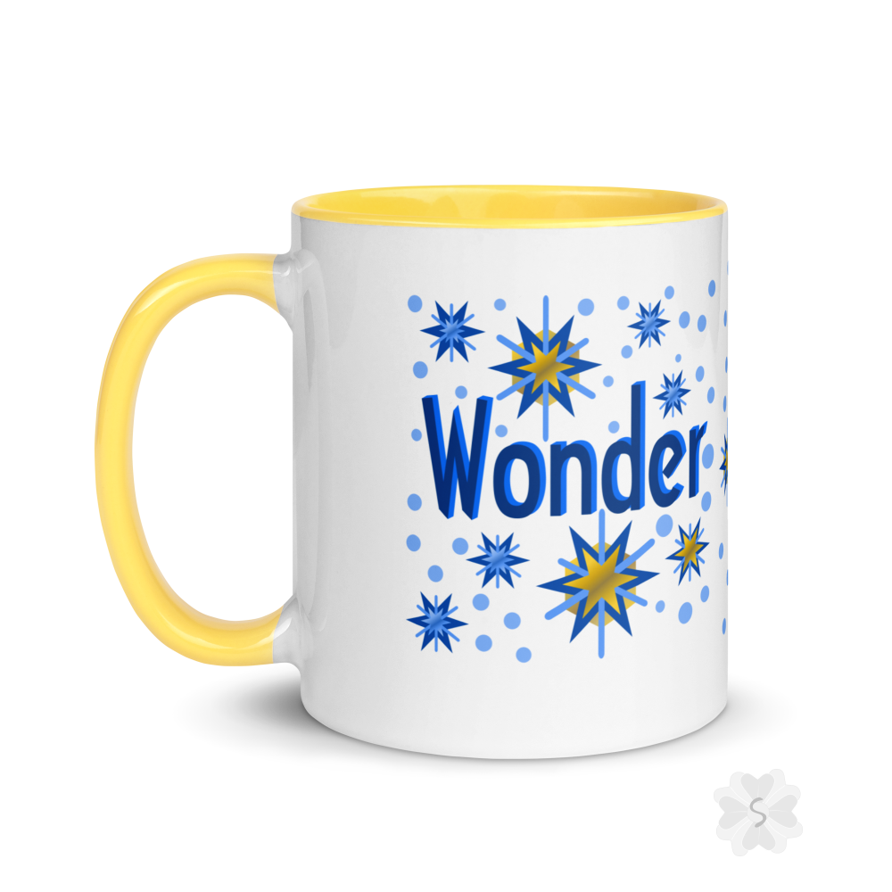 ’Wonder’ With Stars - Mug Yellow Inside 11 Oz