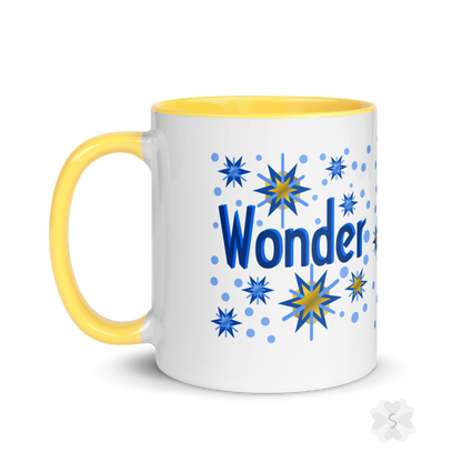 ’Wonder’ With Stars - Mug Yellow Inside 11 Oz