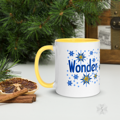 ’Wonder’ With Stars - Mug Yellow Inside 11 Oz