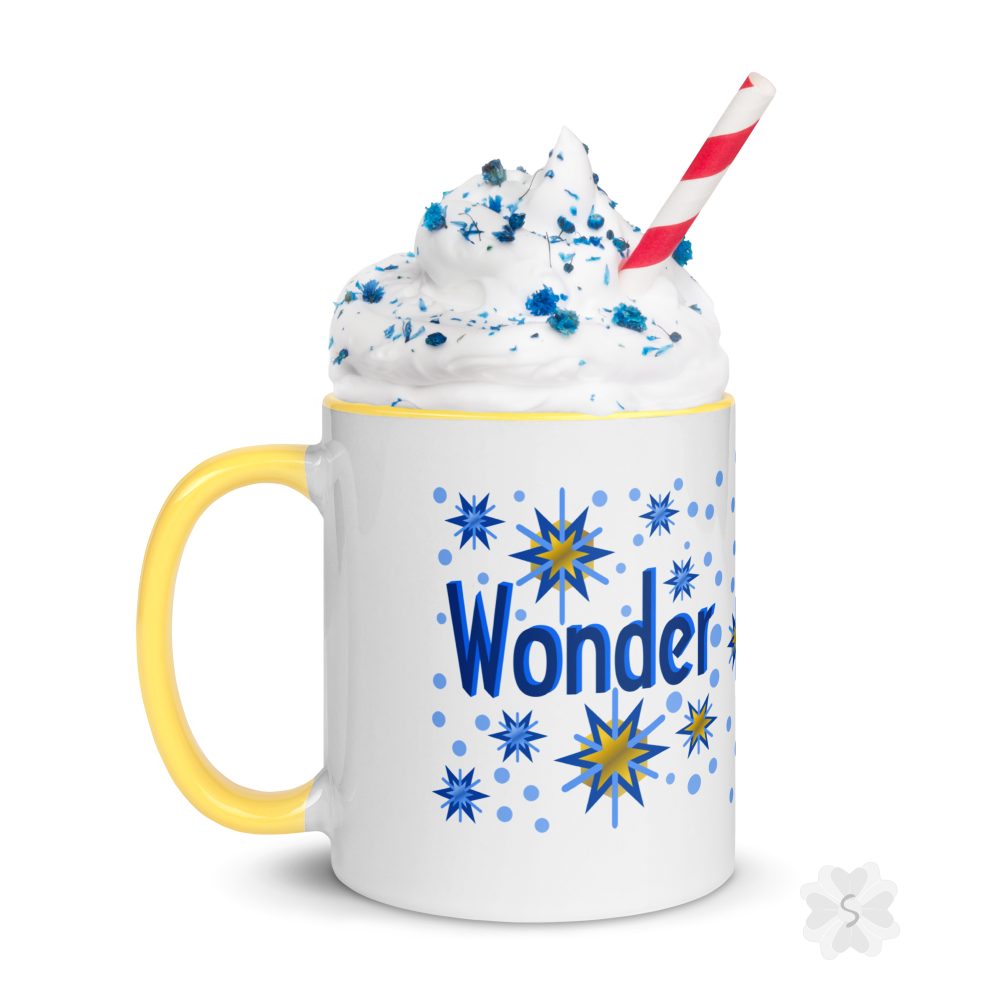 ’Wonder’ With Stars - Mug Yellow Inside 11 Oz