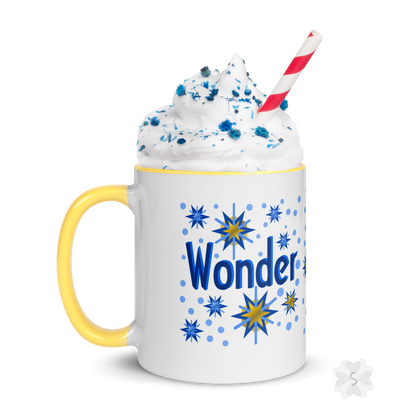 ’Wonder’ With Stars - Mug Yellow Inside 11 Oz